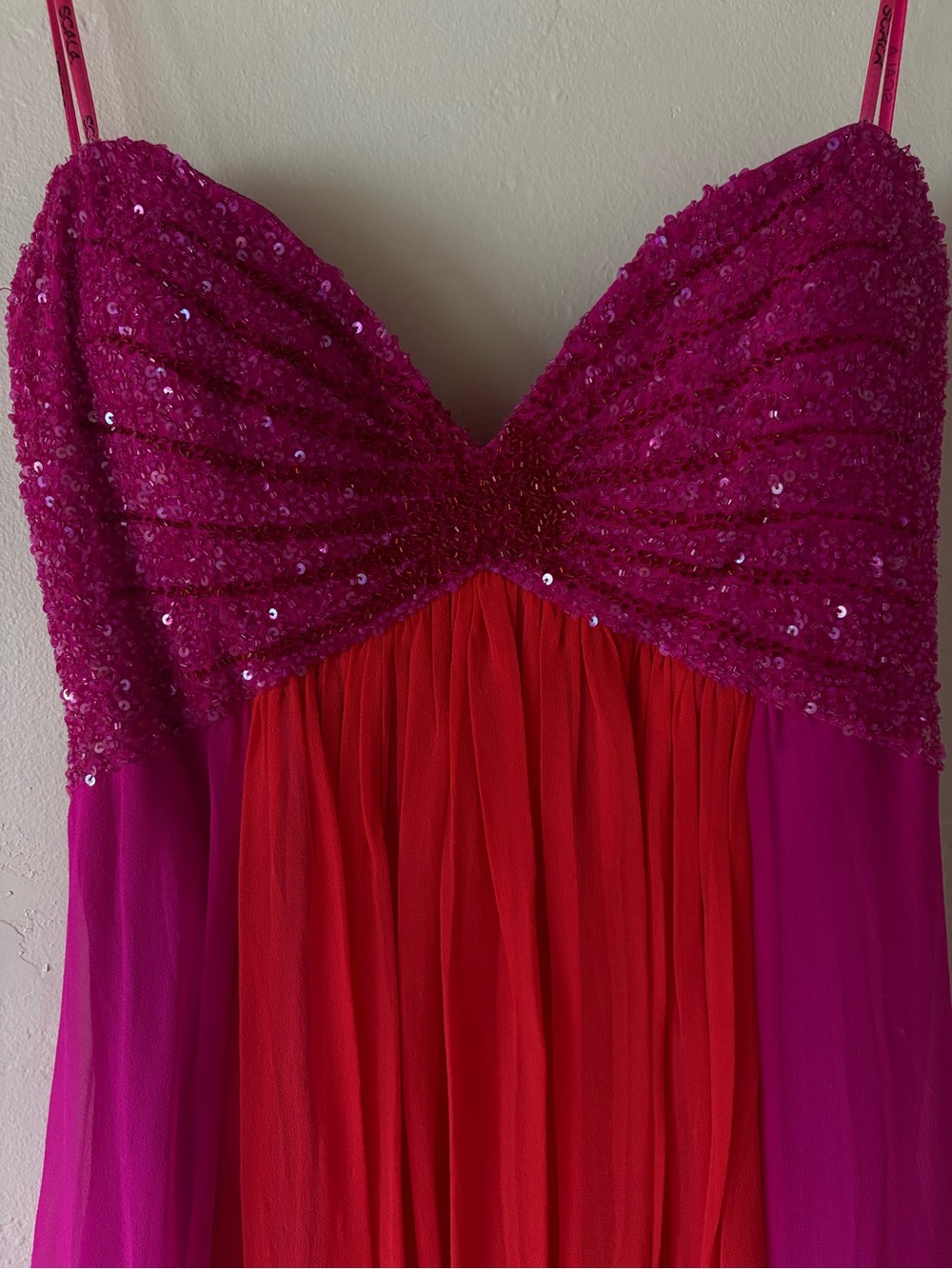 Vintage Y2K Scala Silk Gown Sequin Trim Gala Prom Wedding Size 10 Fairycore - Picture 2 of 7